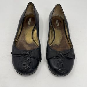 MIU MIU Shoes Womens 37 US 7 Black Low Heel Leather Bow Braid Detail